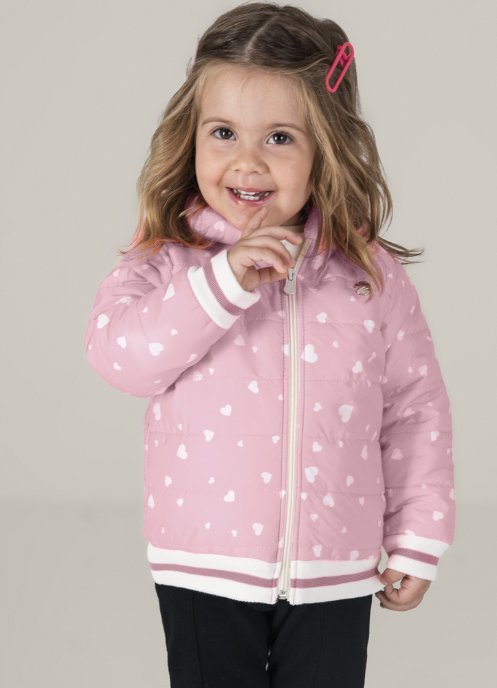 Jaqueta Puffer  Microfibra Matelasse Rosa