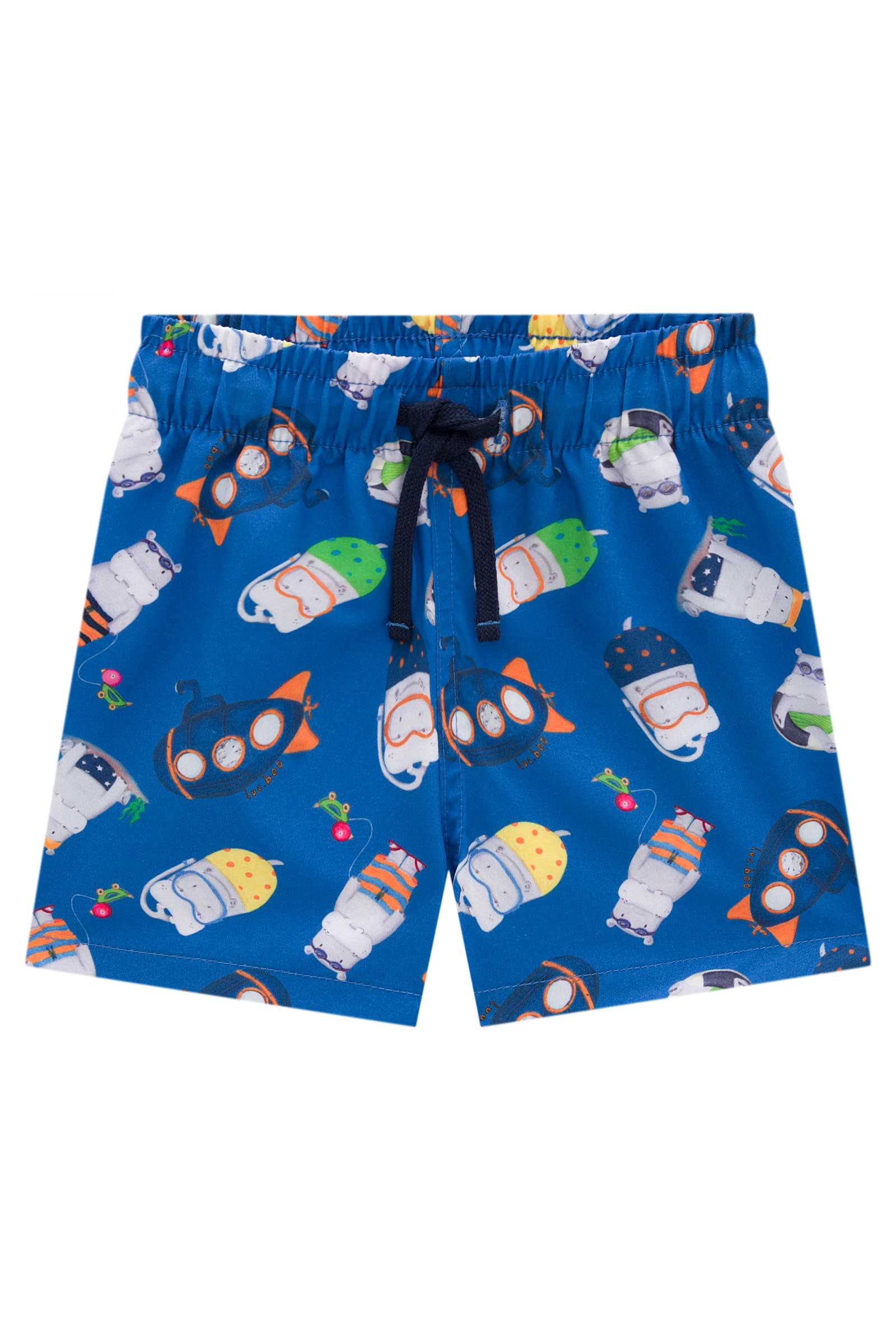 Bermuda Azul Com Hipopótamos