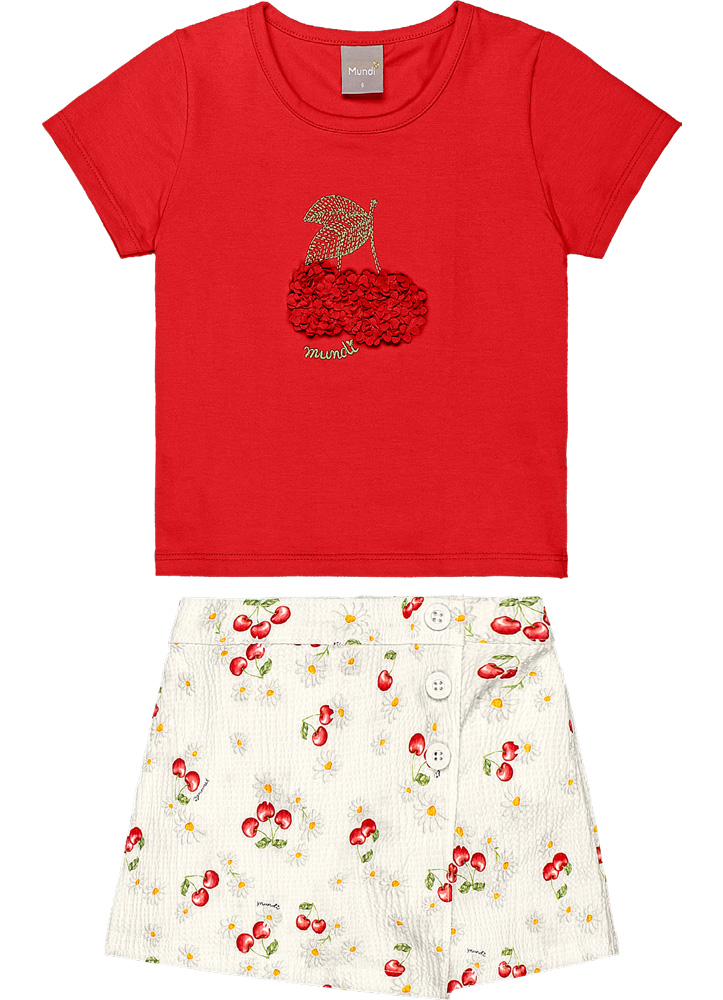 Conj. Blusa Cropped Cotton / Shorts Saia Malha Bubbl