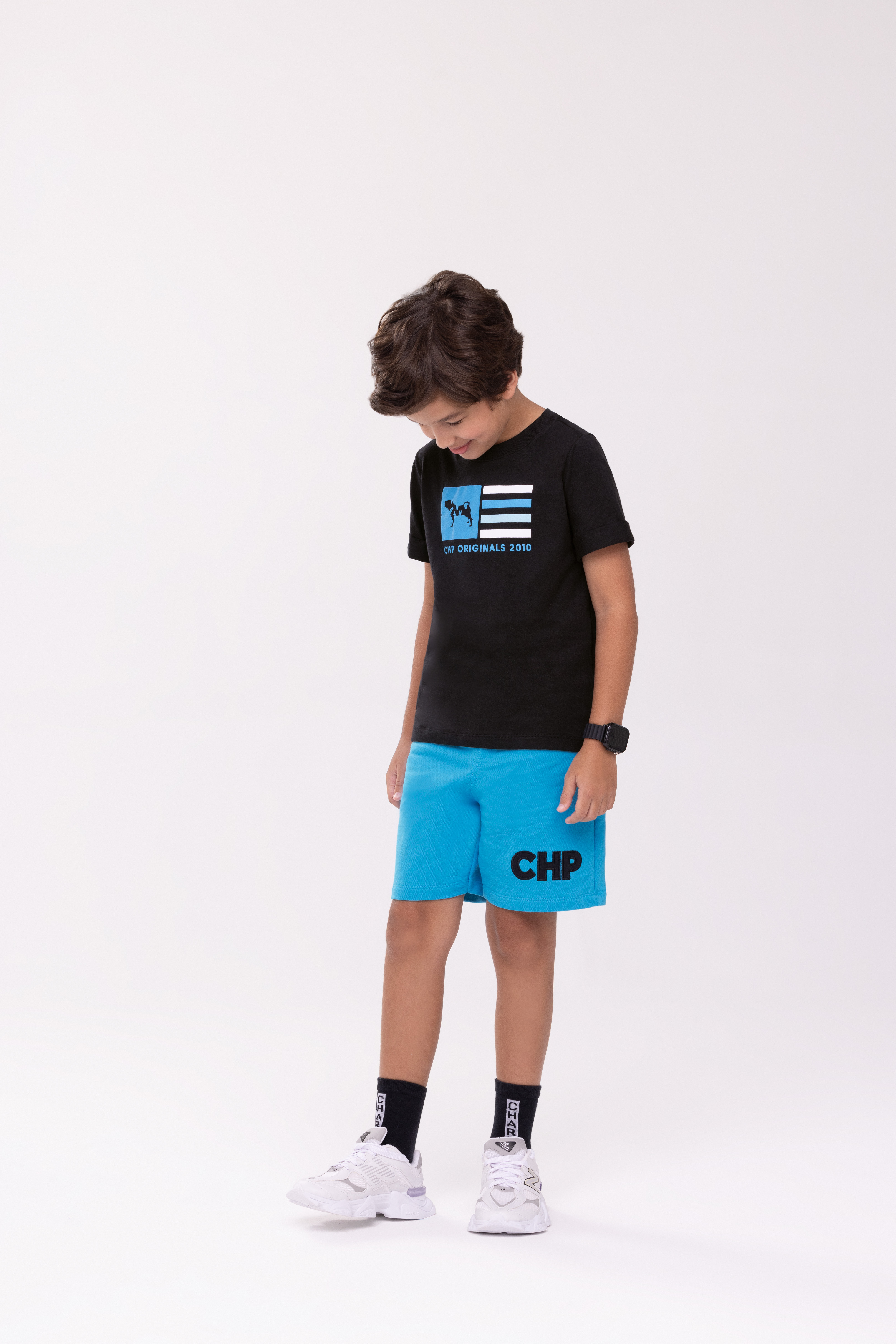 Conj. Camiseta e Bermuda Moletom Azul