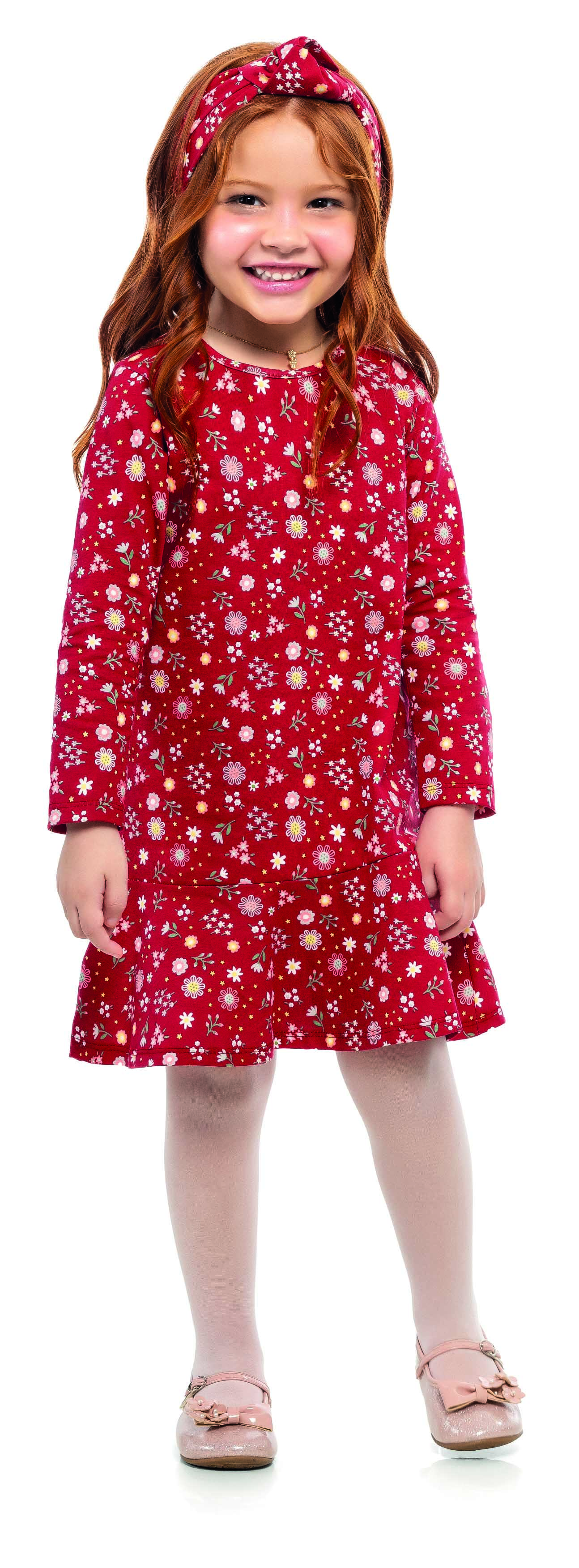 Vestido Manga Longa Feminino em Algodão