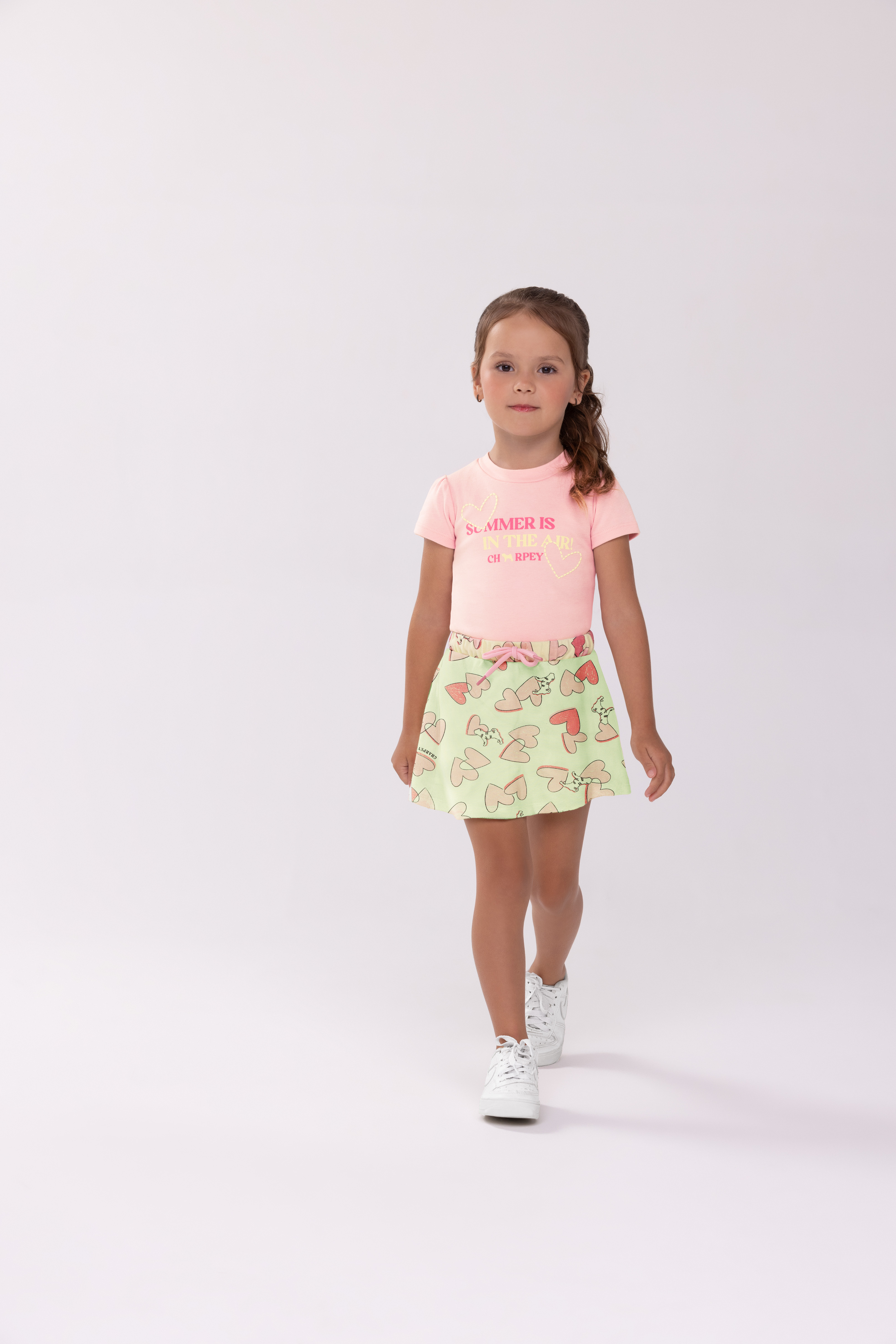Conj. Blusa Suedine e Saia Piquet Corações
